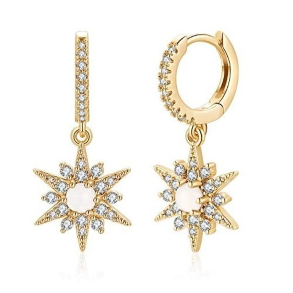 Starburst Gold Hoop Earrings
